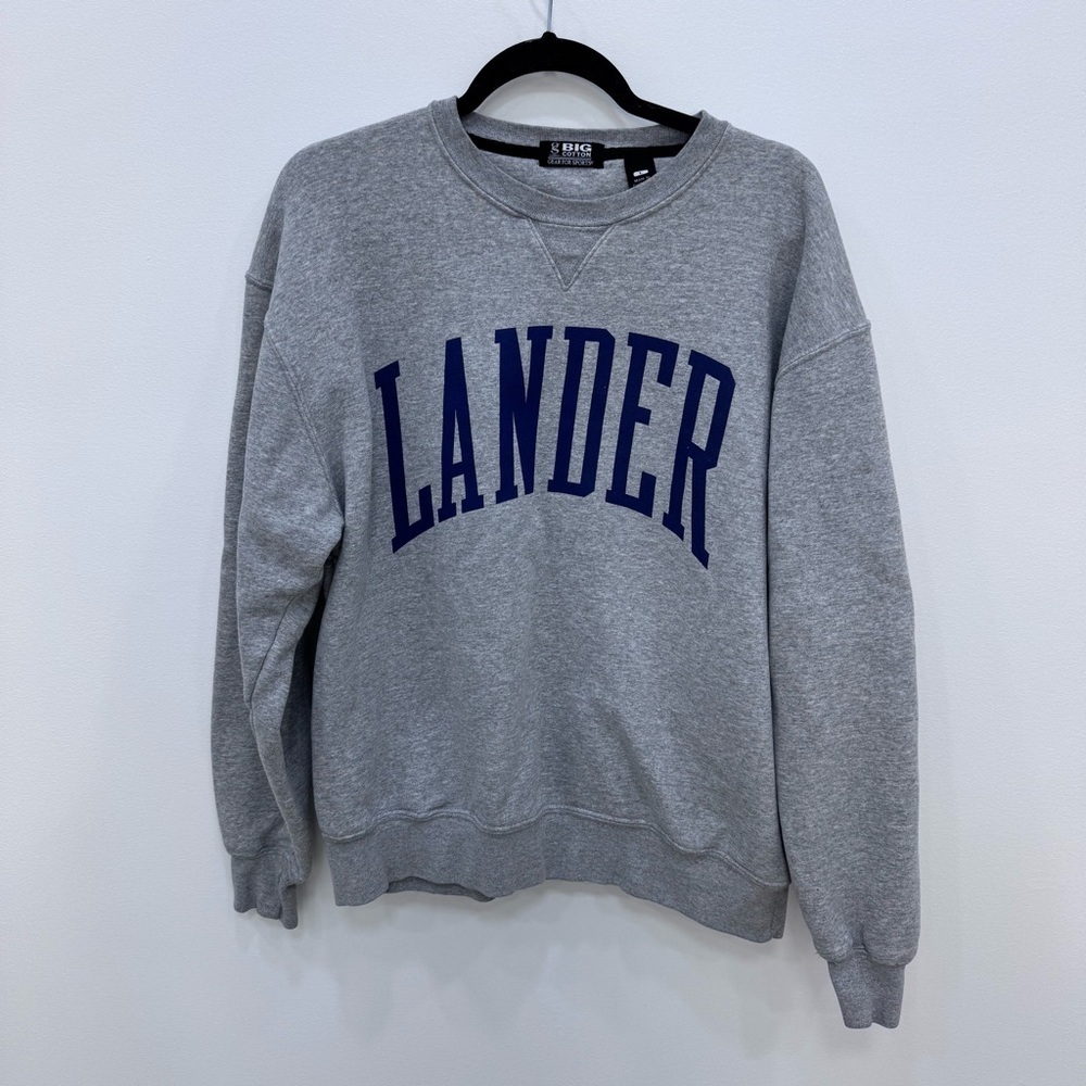 Big Cotton Lander Light Grey Blue Sweatshirt Crewneck Unisex Sz Large Greenwood